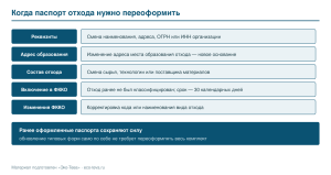 Когда паспорт отхода нужно переоформить